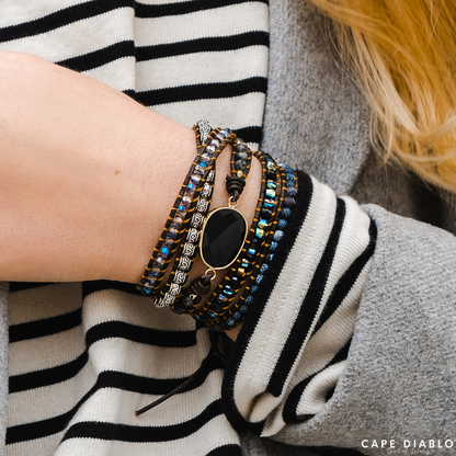 Onyx Moonlight Protection Wrap Bracelet