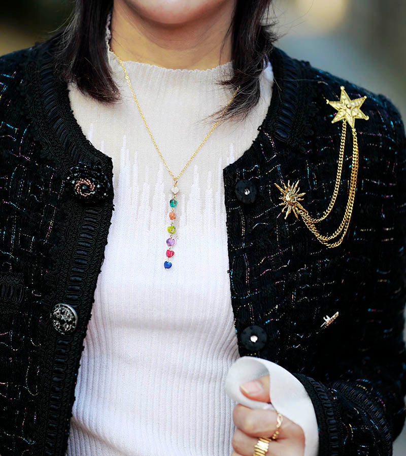 Collar de cadena de oro con luz de luna de 7 chakras del viento