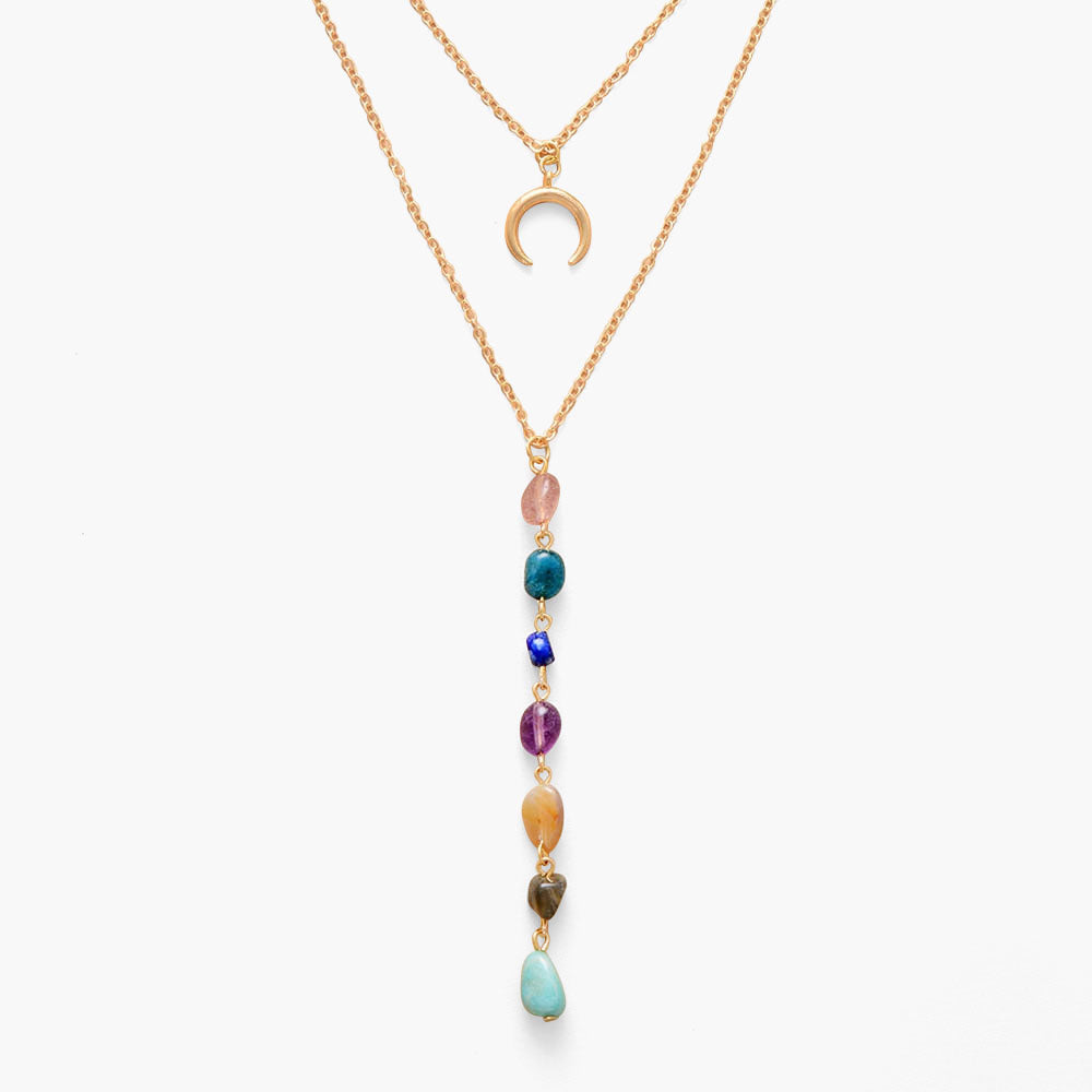 Gold chain necklace rain 7 chakra heart