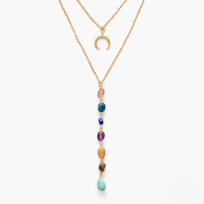 Gold chain necklace rain 7 chakra heart