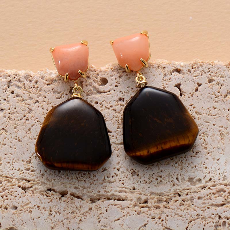 Glittering Tiger Eye Earrings Sevenfold