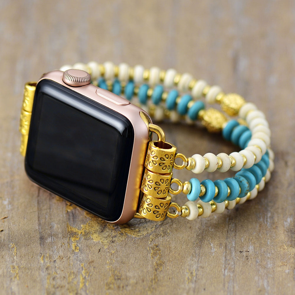 Türkisfarbenes Howlite Stretch Apple Watch Armband