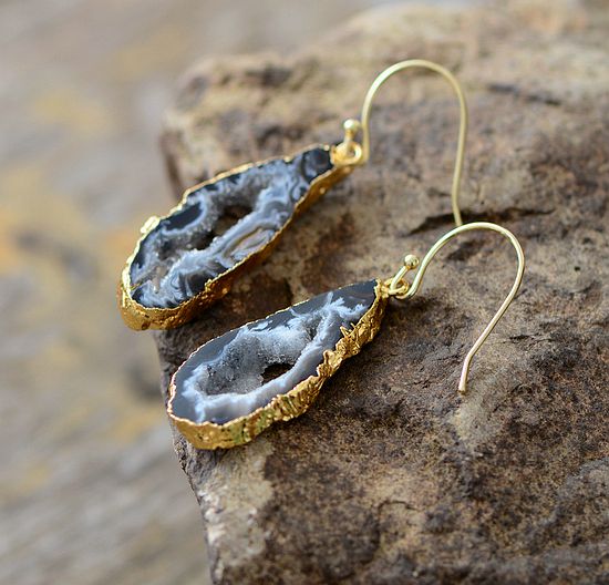 Boucles d'oreilles pendantes en agate naturelle