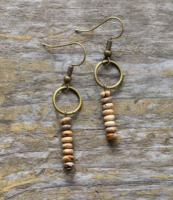 Boucles d'oreilles pierre naturelle Jaspe