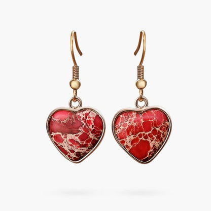 Earrings Jasper Red Heart