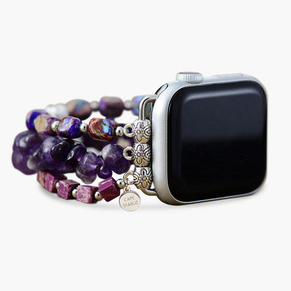 Bracelet Apple Watch extensible en améthyste royale