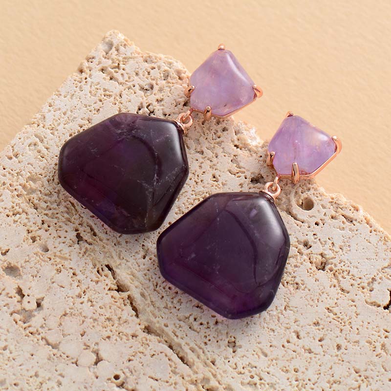 Glitzernde Ohrringe Amethyst siebenfach