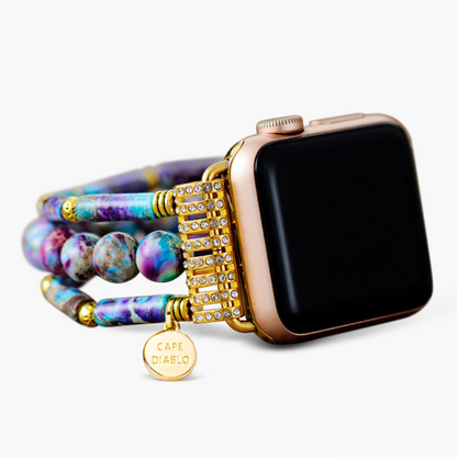 Bracelet Apple Watch extensible en jaspe pervenche