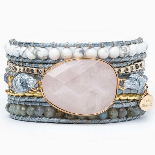 Joli bracelet enroulé en quartz rose